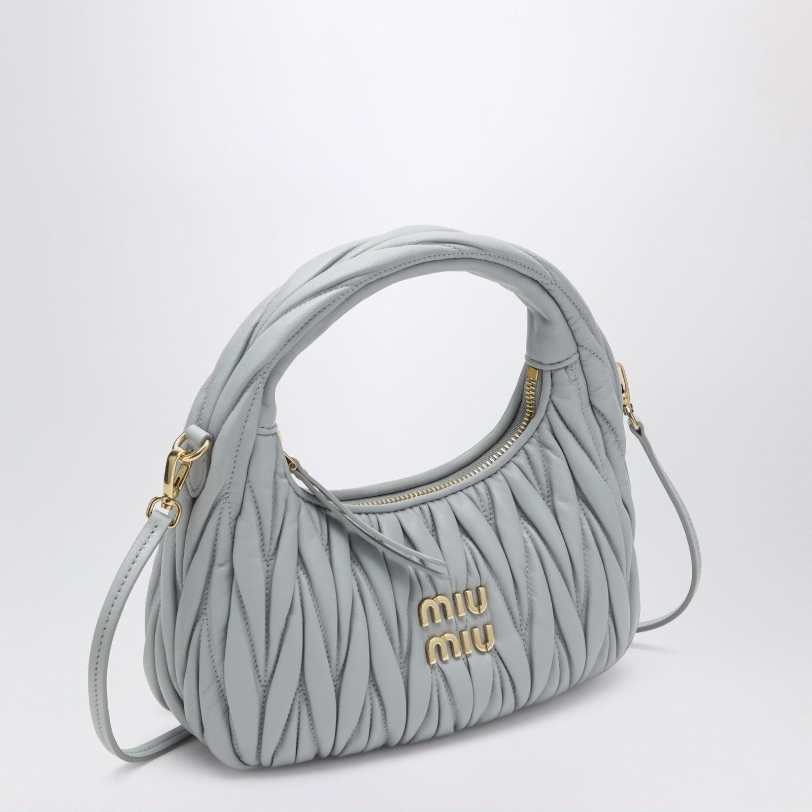 Miu Miu MIU MIU $2950 Small Wander Pearl Gray Matelassé Nappa Leathe Size ONE SIZE - 2 Thumbnail