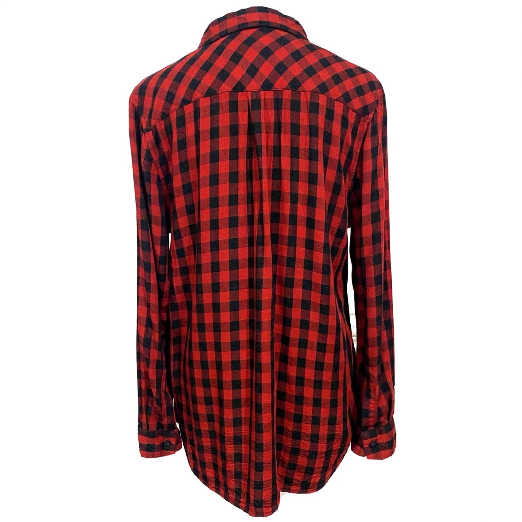 Vintage VINTAGE Beach Lunch Lounge Womens Buffalo Check Tunic Top Red Black Embroidered Sz Large Size L / US 10 / IT 46 - 5 Thumbnail