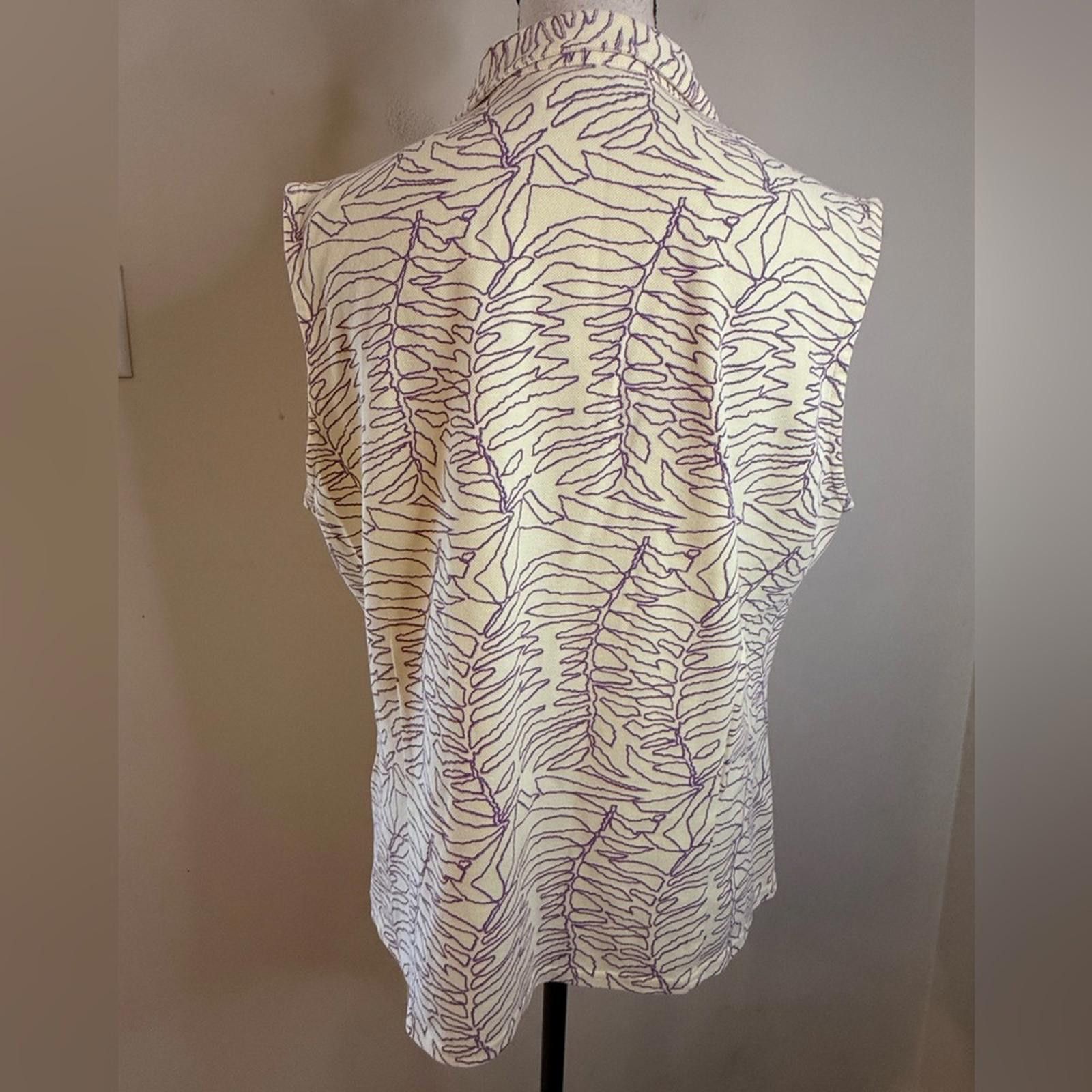 Ashworth Ashworth yellow button up tank purple leaf embroidery SZ LG Size L / US 10 / IT 46 - 4 Thumbnail