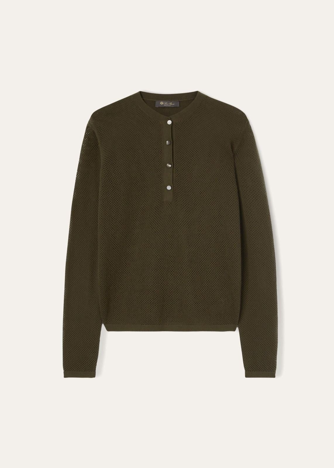 Loro Piana o1srvl11e0824 Port Douglas Henley Sweater in Olive Green Size L / US 10 / IT 46 - 1 Thumbnail