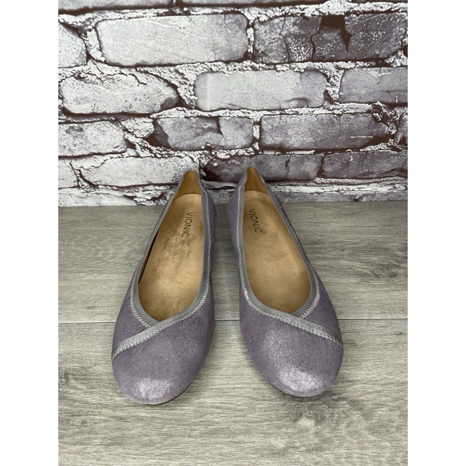 Other Vionic Caroll Metallic Shimmer Pewter Purple Leather Flats W Size US 9.5 / IT 39.5 - 9 Thumbnail