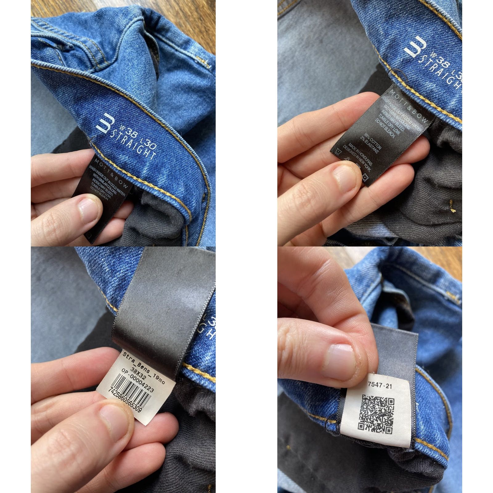 Mott & Bow Mott & Bow Jeans Mens 38x30 Denim Blue Cotton Blend Stretch Straight Inseam 32 Bow Accents Regular Waist 38 Size US 38 / EU 54 - 8 Thumbnail