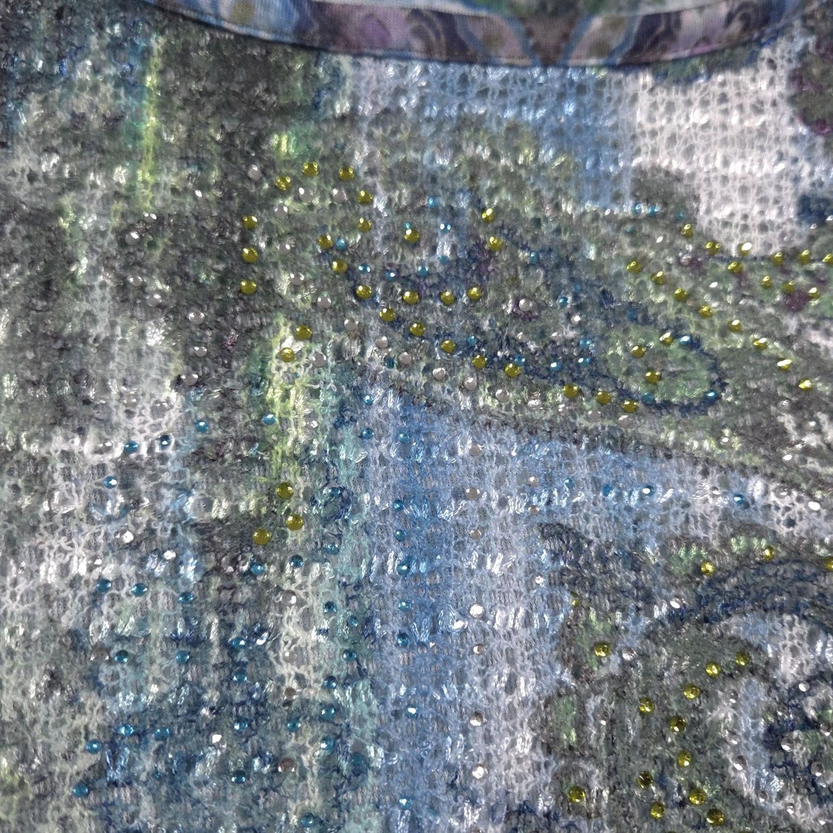Vintage CJ Banks Shirt Womens 2X Plus Blue Paisley Embellished 3/4 Sleeve Sheer Tunic Shirt Size XXL / US 16-18 / IT 52-54 - 4 Thumbnail
