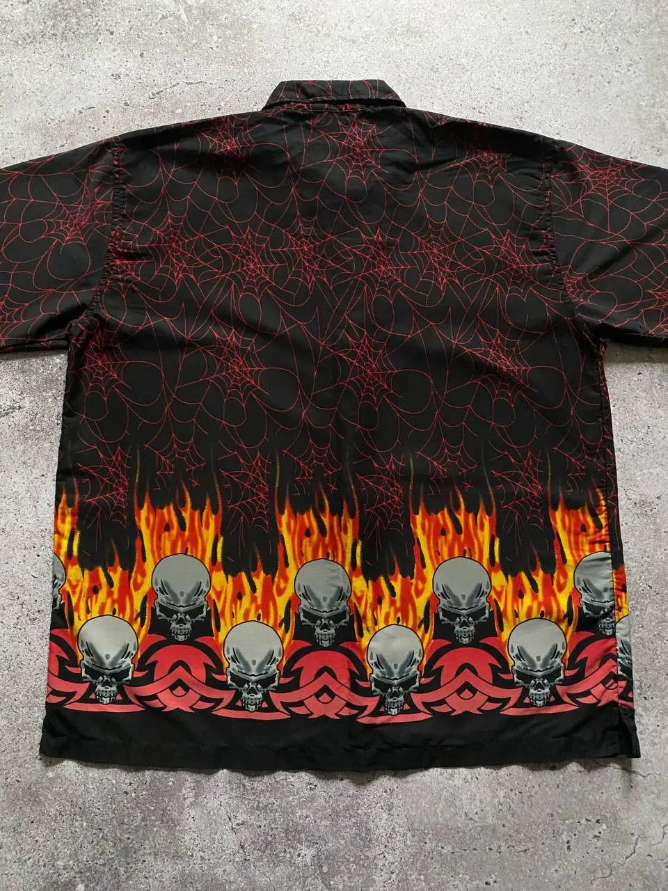 JNCO × Japanese Brand CRAZY Y2K VINTAGE FLAME SKULL BUTTON UP SHIRT LIKE JNCO Size US L / EU 52-54 / 3 - 10 Thumbnail