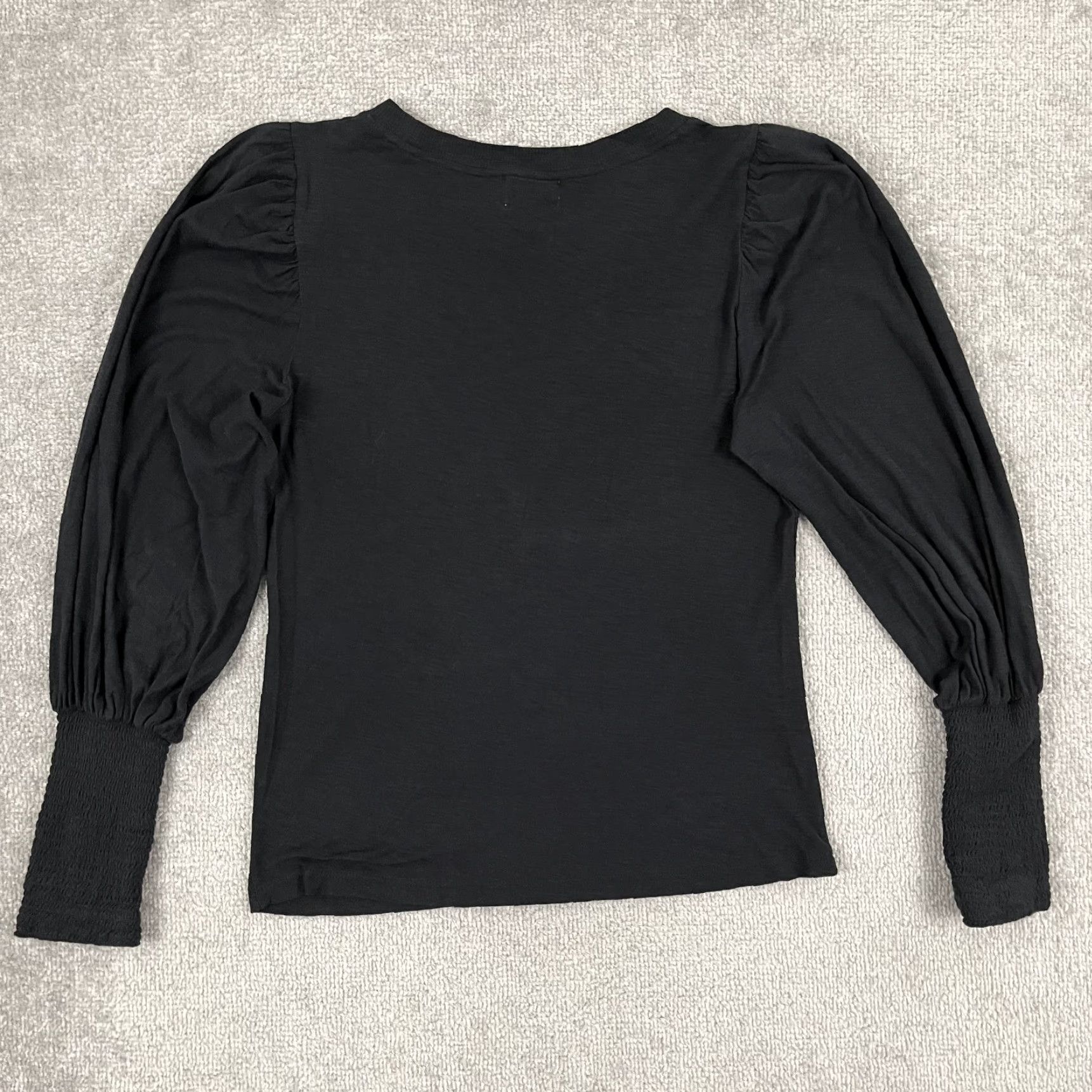 Nation LTD VINTAGE Nation Ltd Loren Tee Blouse Womens S Black Smocked Sleeve Cuff Old Money Peasant 3/4 Sleeve Mens or Womens? Size S / US 4 / IT 40 - 7 Thumbnail