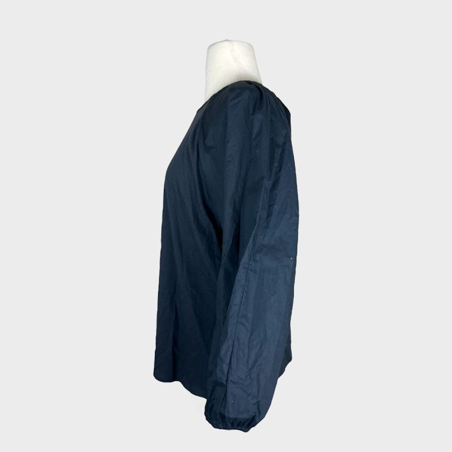 Target Basics A New Day | Long Sleeve Mixed Poplin top Black | Size L NWT Size L / US 10 / IT 46 - 3 Thumbnail