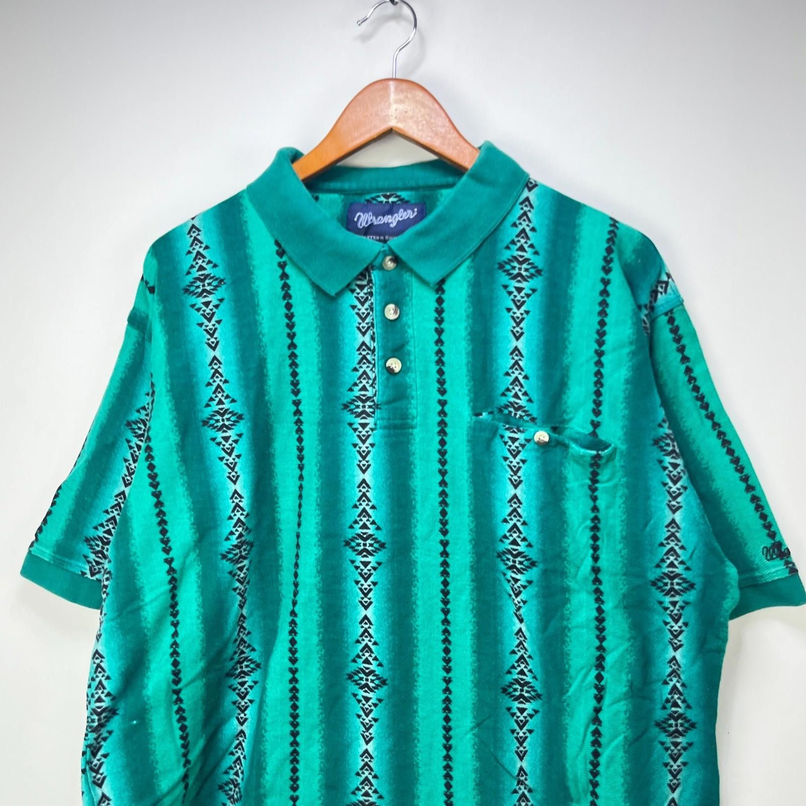 Wrangler Vintage 90s Wrangler Western Aztec Polo Shirt 2XL Size US XXL / EU 58 / 5 - 2 Thumbnail