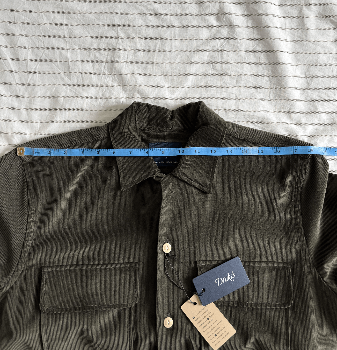 Drake's Drakes Khaki Corduroy Camp Collar Long Sleeve Shirt - Medium Size US M / EU 48-50 / 2 - 6 Thumbnail