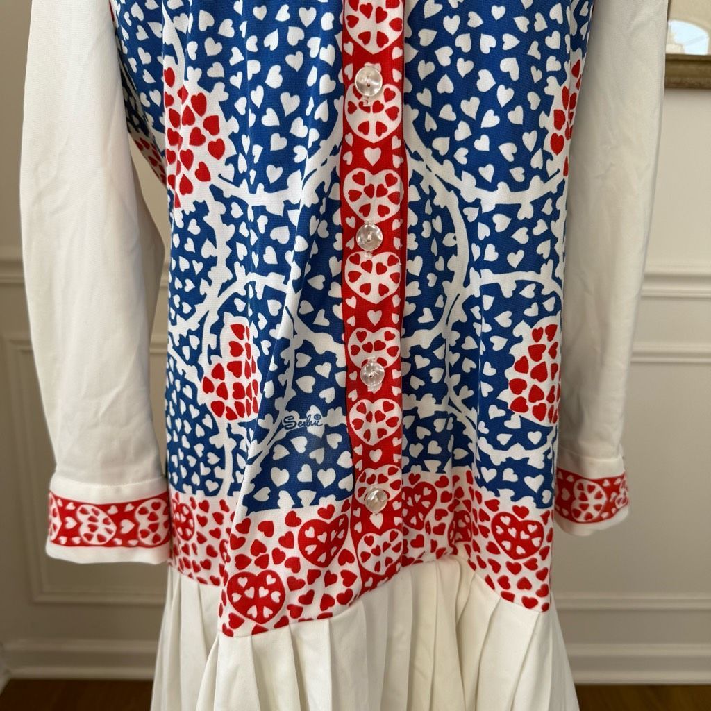Vintage Vintage 70s Does 20s Miss Serbin Drop Waist Heart Novelty Pr Size L / US 10 / IT 46 - 3 Thumbnail