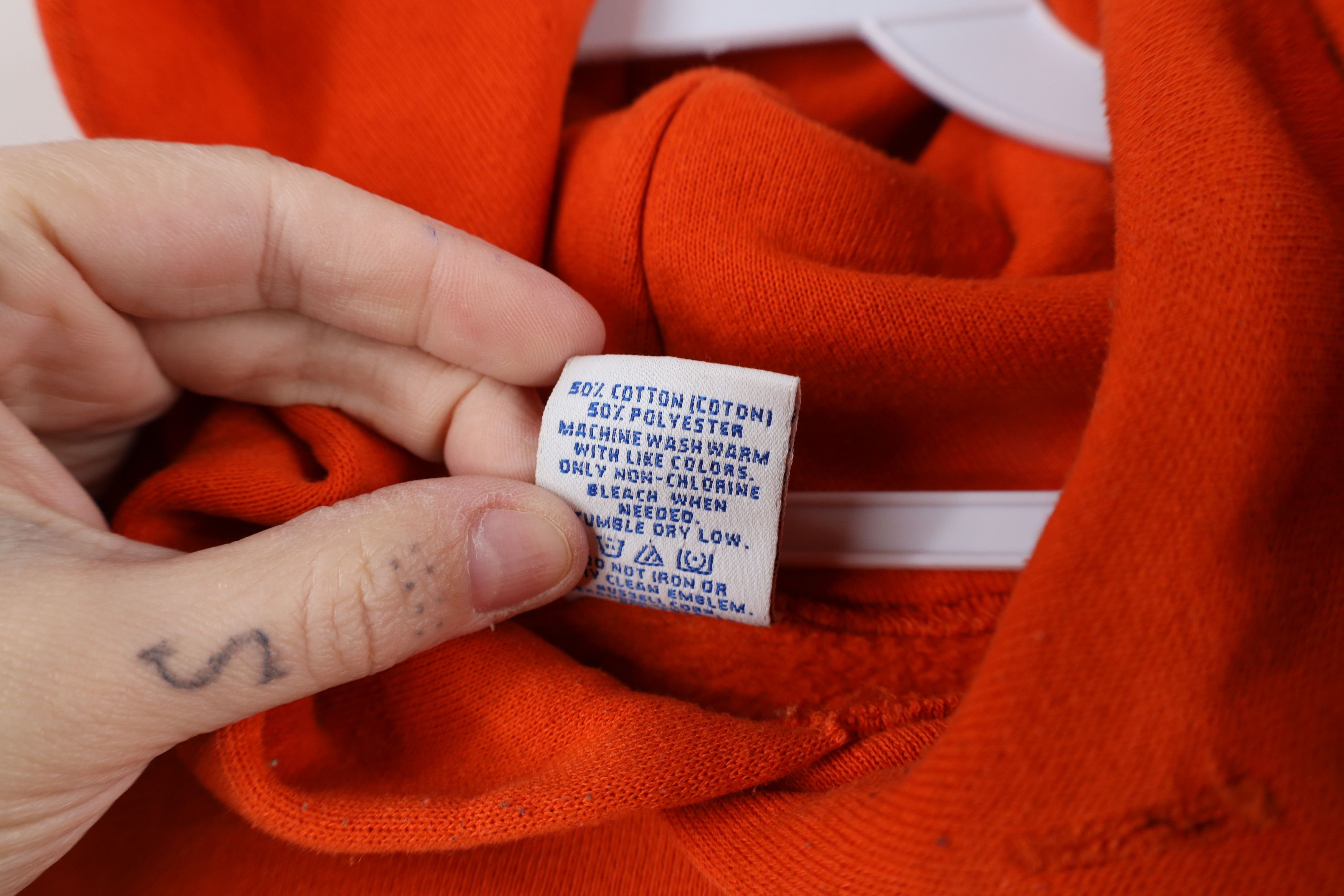 Russell Athletic × Vintage Vintage 90s Russell Athletic Riddell Football Hoodie Orange Size US M / EU 48-50 / 2 - 11 Thumbnail