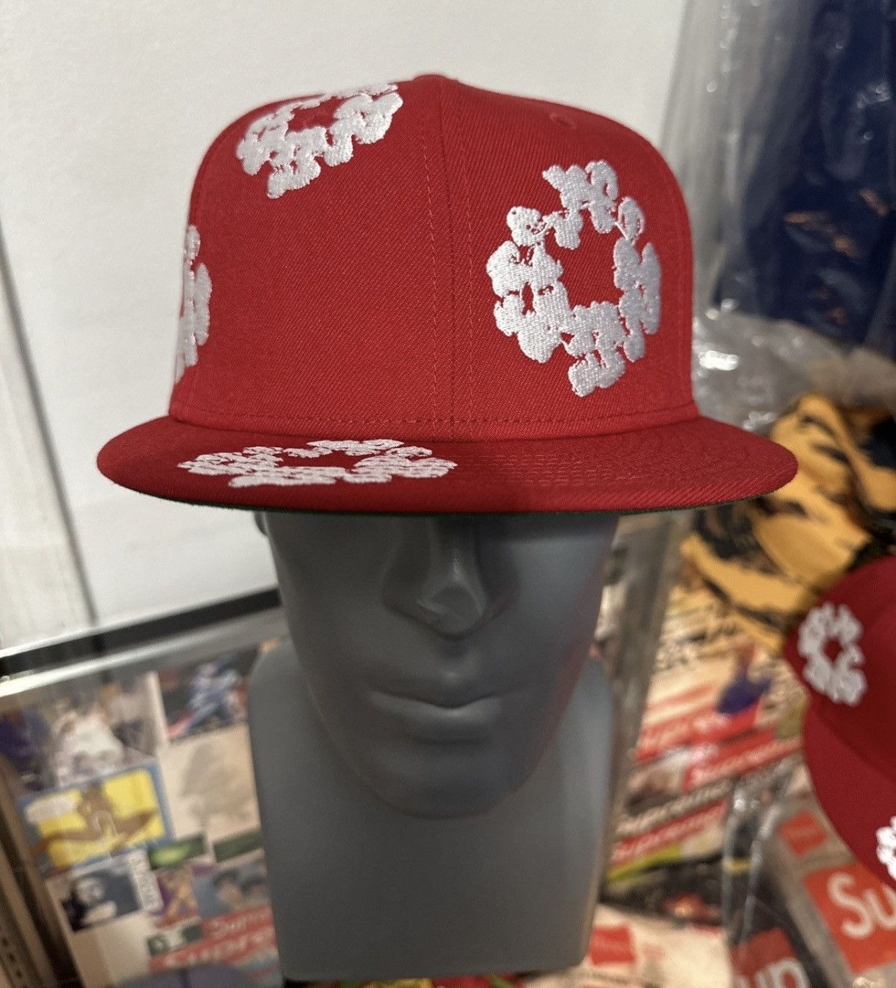 DENIM TEARS Denim Tears Red Cotton Wreath Fitted Hat Sz 8 Size ONE SIZE - 2 Thumbnail