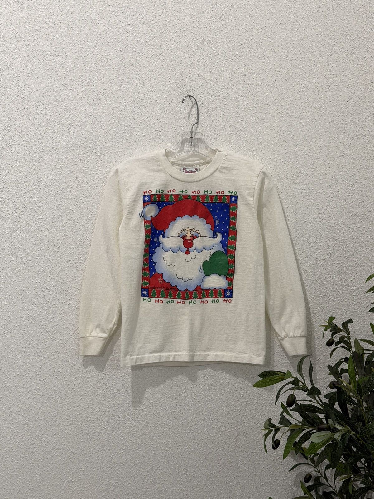 Vintage I'm Yours Designs Santa Christmas L/S TShirt Fits Women’s XS Size XS / US 0-2 / IT 36-38 - 1 Thumbnail