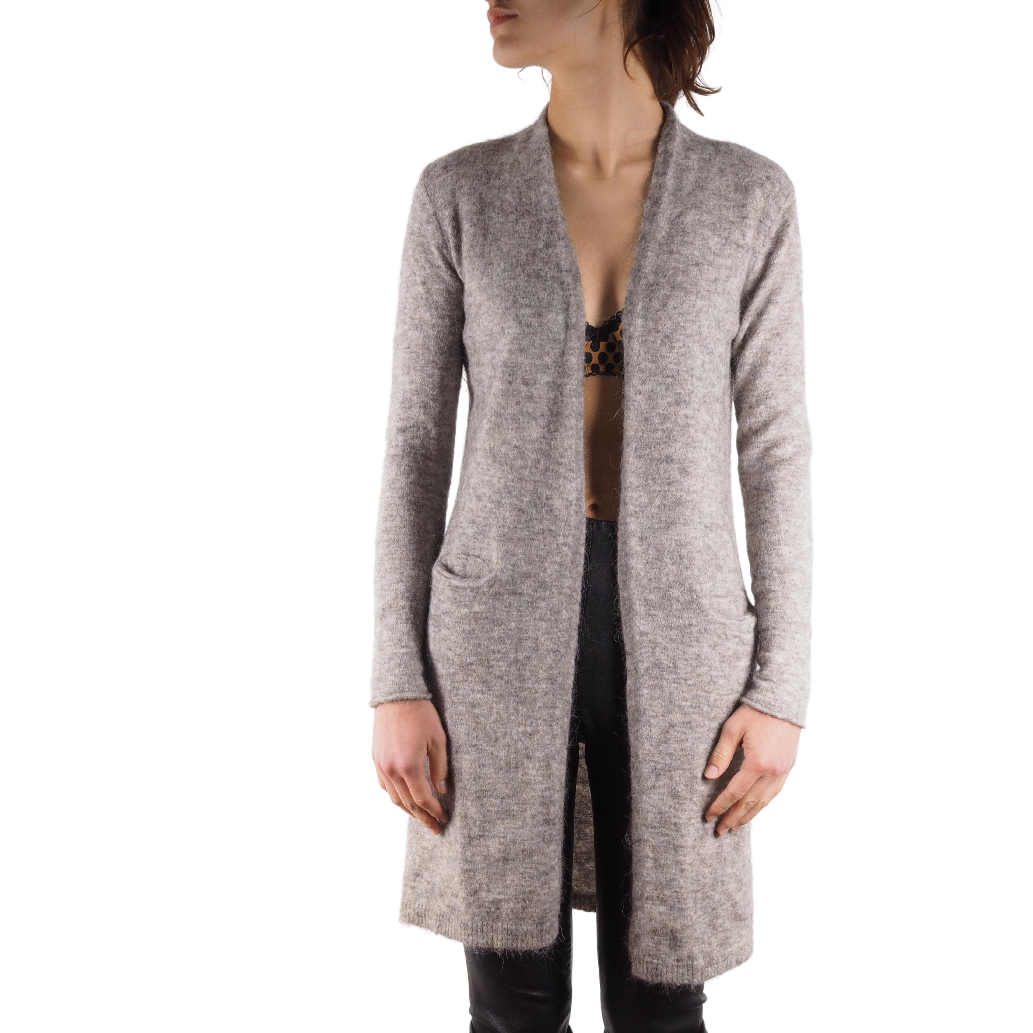 Purdey Purdey Gray Wool Alpaca Long Open Sweater Cardigan Size S / US 4 / IT 40 - 1 Thumbnail