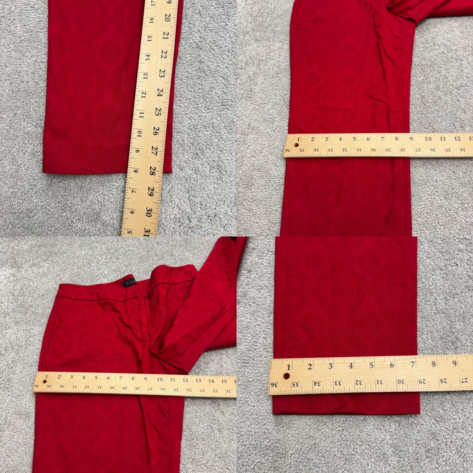Talbots Talbots Pants Womens 10 Red Floral Jacquard Cotton Straight Ankle 34x28 Vintage No Rise High 28 Inseam Size 32" / US 10 / IT 46 - 9 Thumbnail