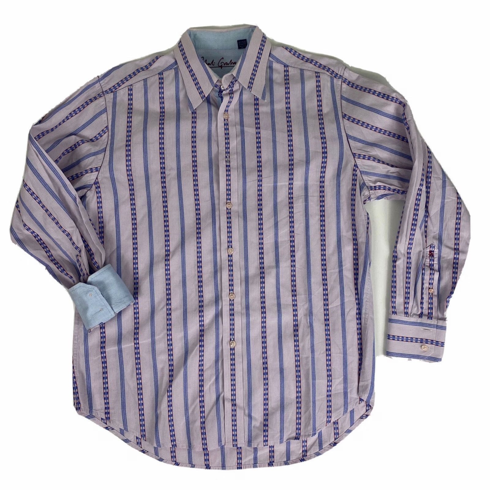 Robert Graham Robert Graham Button-Up Shirt Striped Mens L Multicolor 100% Cotton Casual Shirt Size US L / EU 52-54 / 3 - 2 Thumbnail