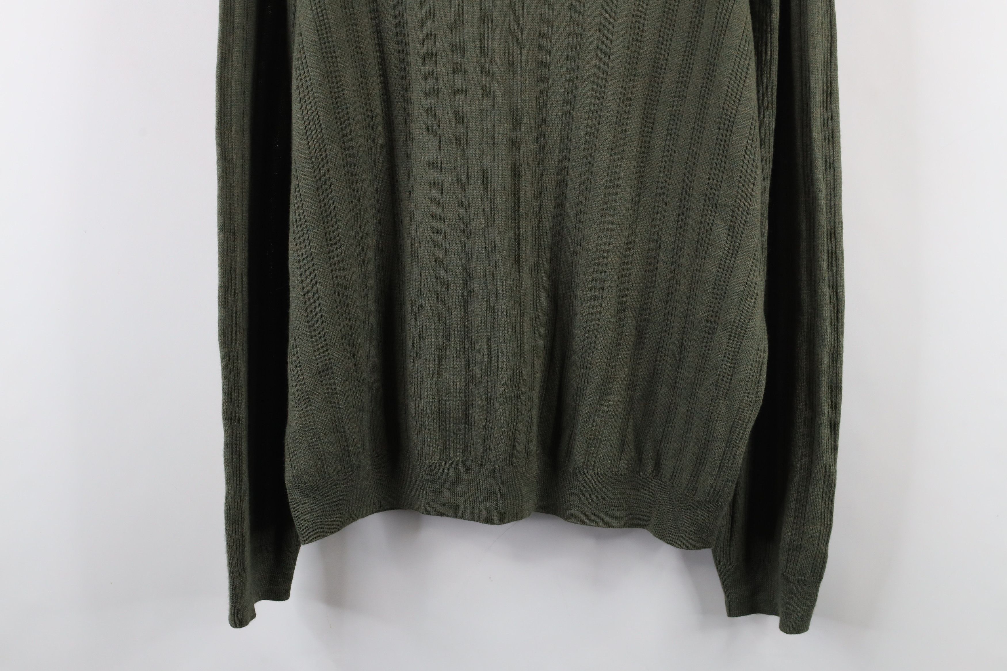Vintage Vintage 90s Streetwear Merino Wool Ribbed Knit Sweater Green Size US L / EU 52-54 / 3 - 3 Thumbnail