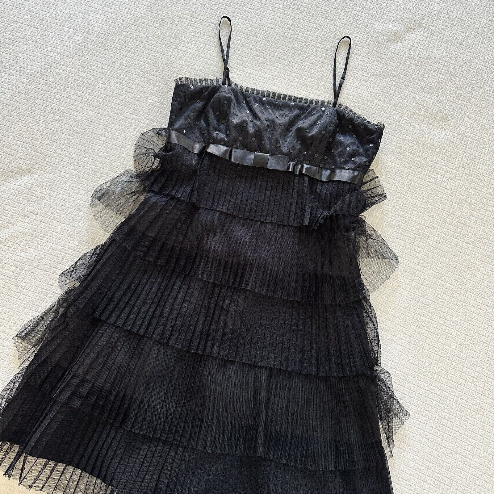 Forever 21 Forever 21 Y2K Mesh Sequin Tiered Cocktail Dress Black US S Size S / US 4 / IT 40 - 15 Thumbnail
