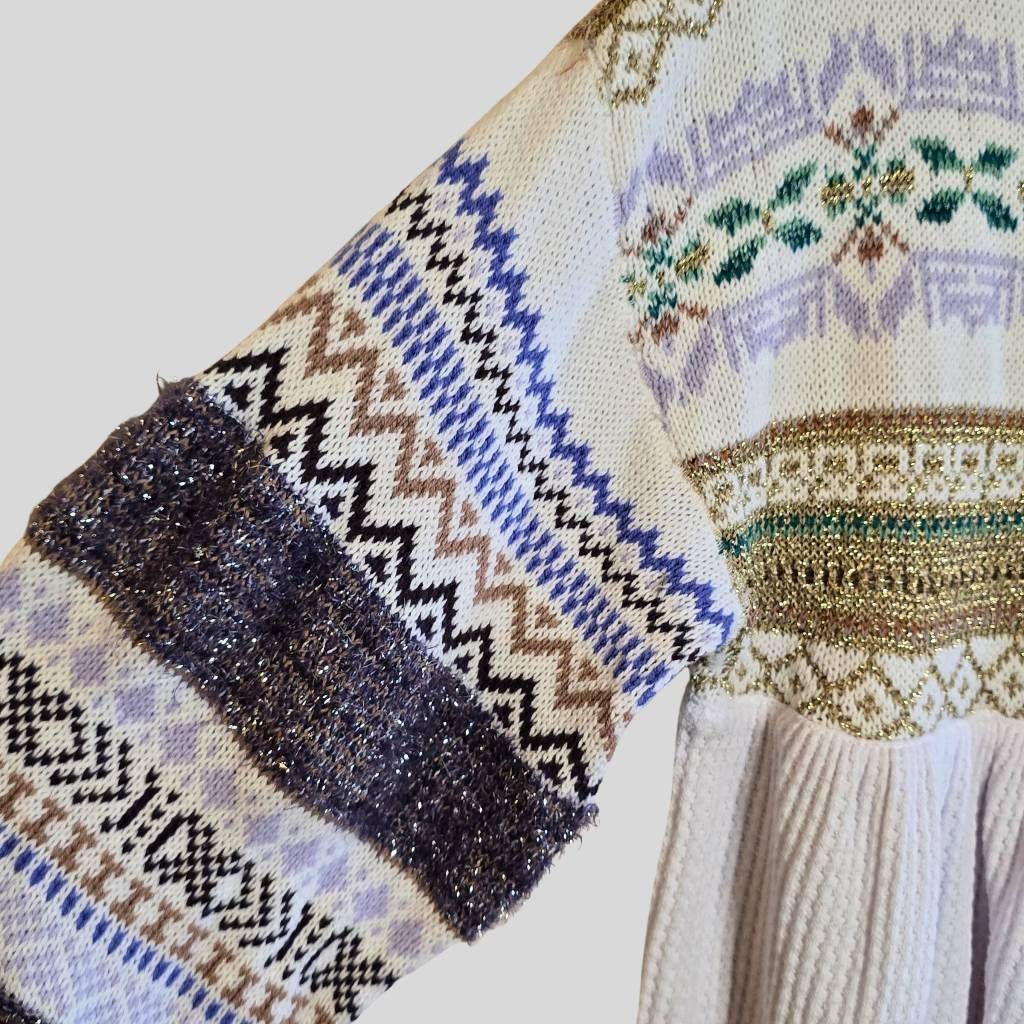 Free People Free People Cozy Cottage Metallic Thermal Sweater White Gold Size XS / US 0-2 / IT 36-38 - 7 Thumbnail
