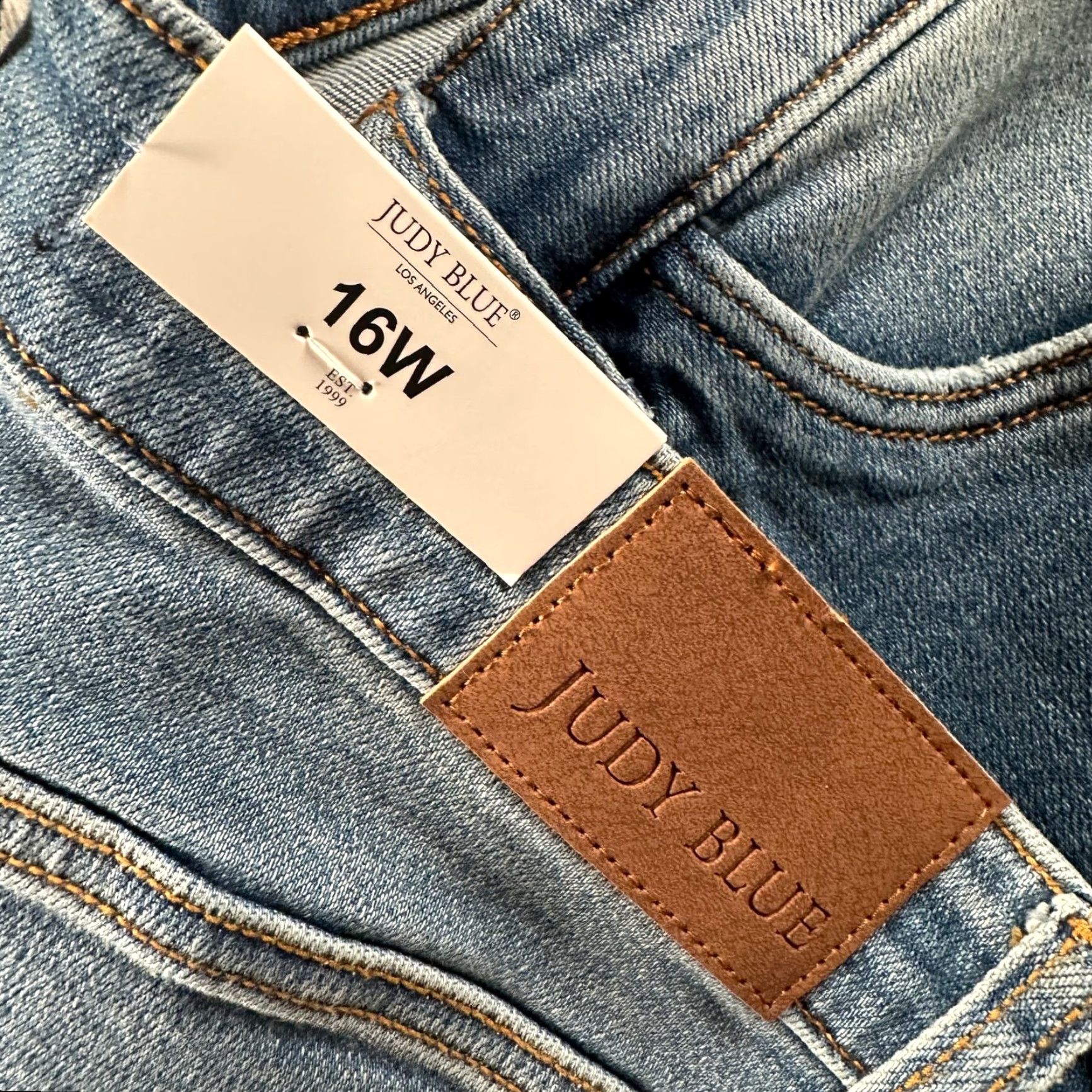 Vintage Judy Blue Jeans Womens 16W 90s Straight High Waist Cargo Light Blue NWT Size 38" / US 16 / IT 52 - 7 Thumbnail