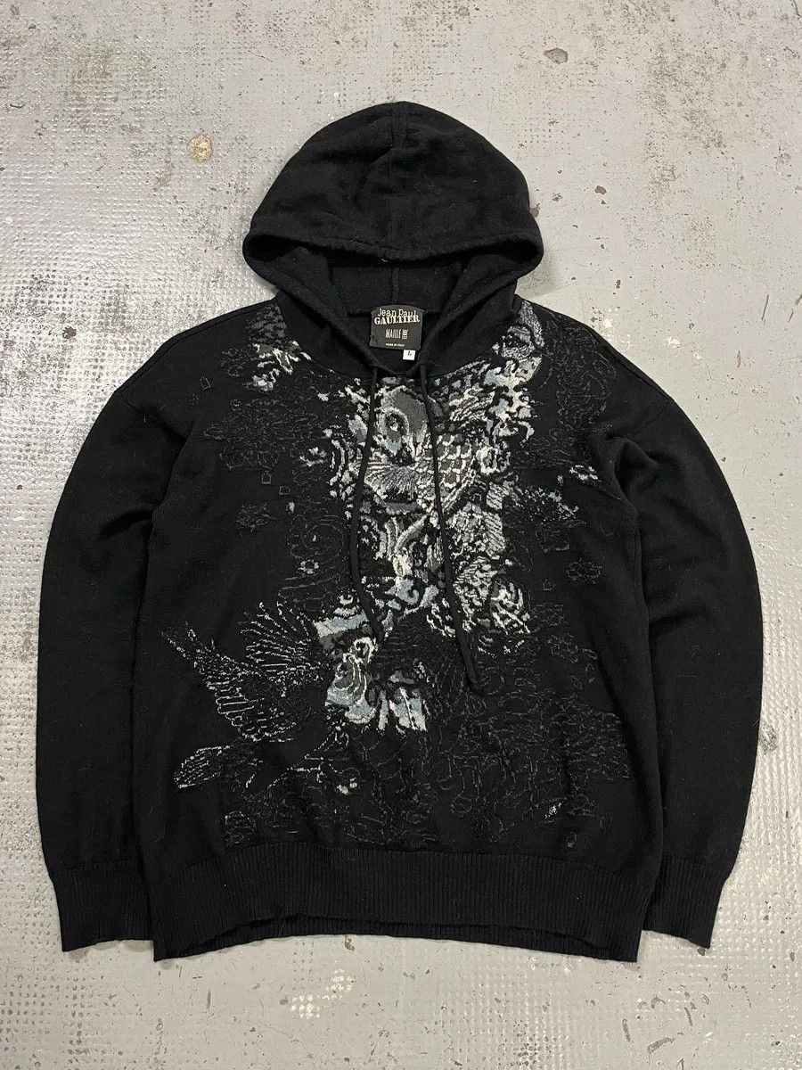 Jean Paul Gaultier Jean Paul Gaultier Japanese Motif Black Wool Hoodie Size S / US 4 / IT 40 - 1 Thumbnail