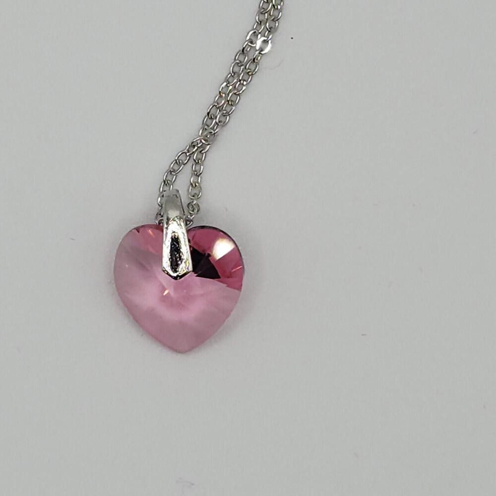 Designer Heart Necklace Made with Swarovski® Crystal - Pink Size ONE SIZE - 1 Thumbnail