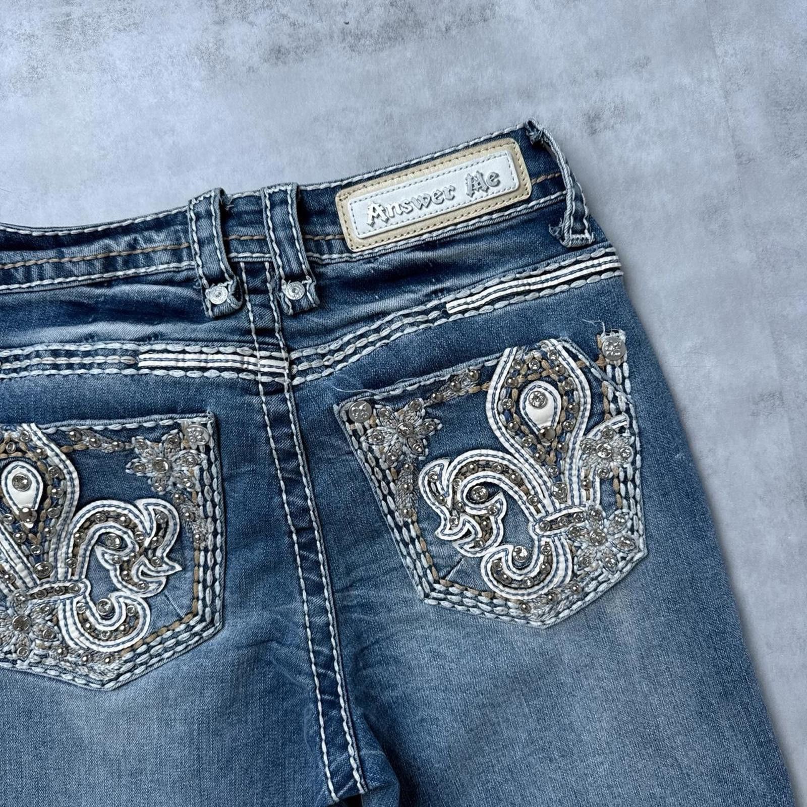 Other Y2K Answer Me Embroidered Low rise Flared Jeans denim Size 25" / US 0 / IT 36 - 3 Thumbnail