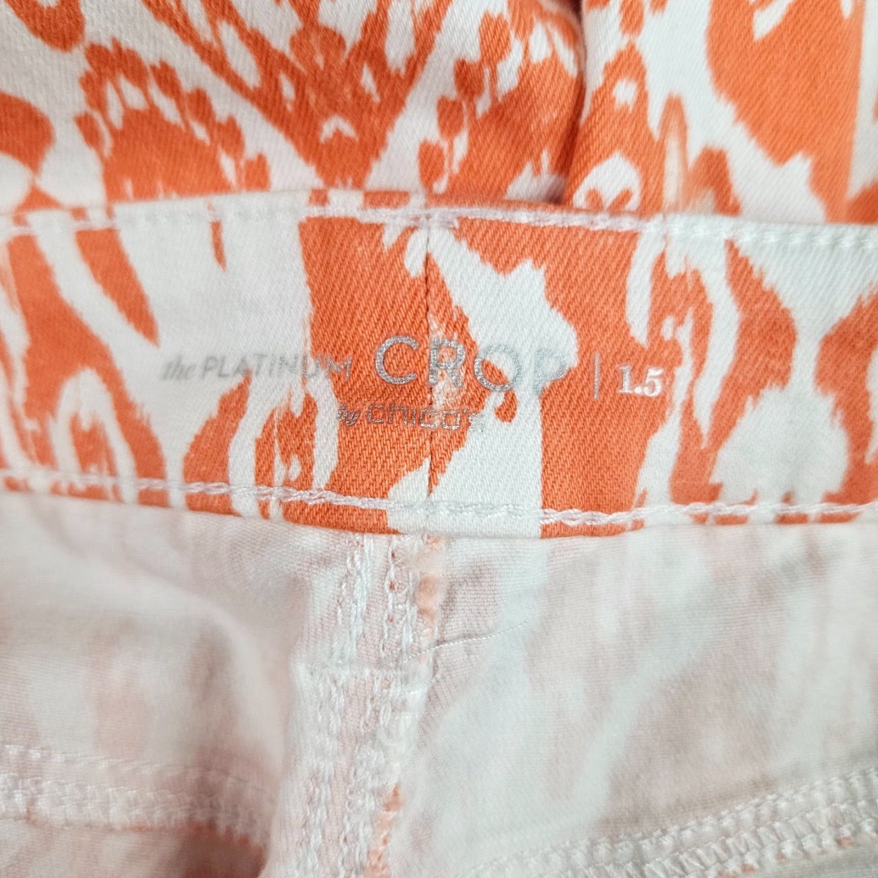 Vintage Chico's Womens Cropped Jeans Size 10 Orange White High Rise Cotton Blend Denim 24 Inseam Womens Size 32" / US 10 / IT 46 - 7 Thumbnail