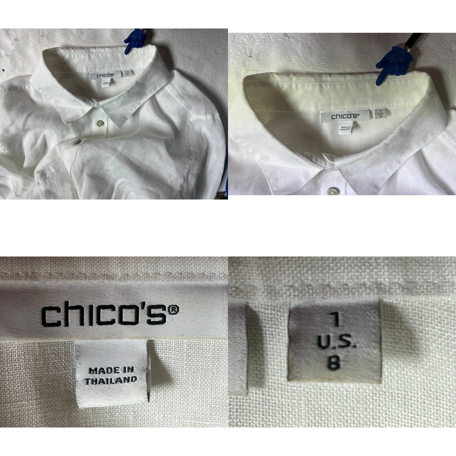 Vintage Chico's 100% Linen White Button-Up Top 3/4 Sleeve Beachy Lagenlook Size 1 Womens Shirt Blouse Button-Up Linen Beach Minimalist Office Womens Size XS / US 0-2 / IT 36-38 - 8 Thumbnail