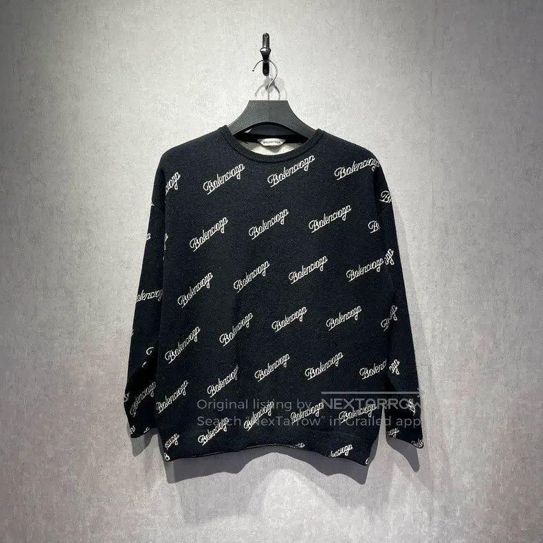 Balenciaga Balenciaga Sweater with Full Logo Print Size US S / EU 44-46 / 1 - 1 Thumbnail