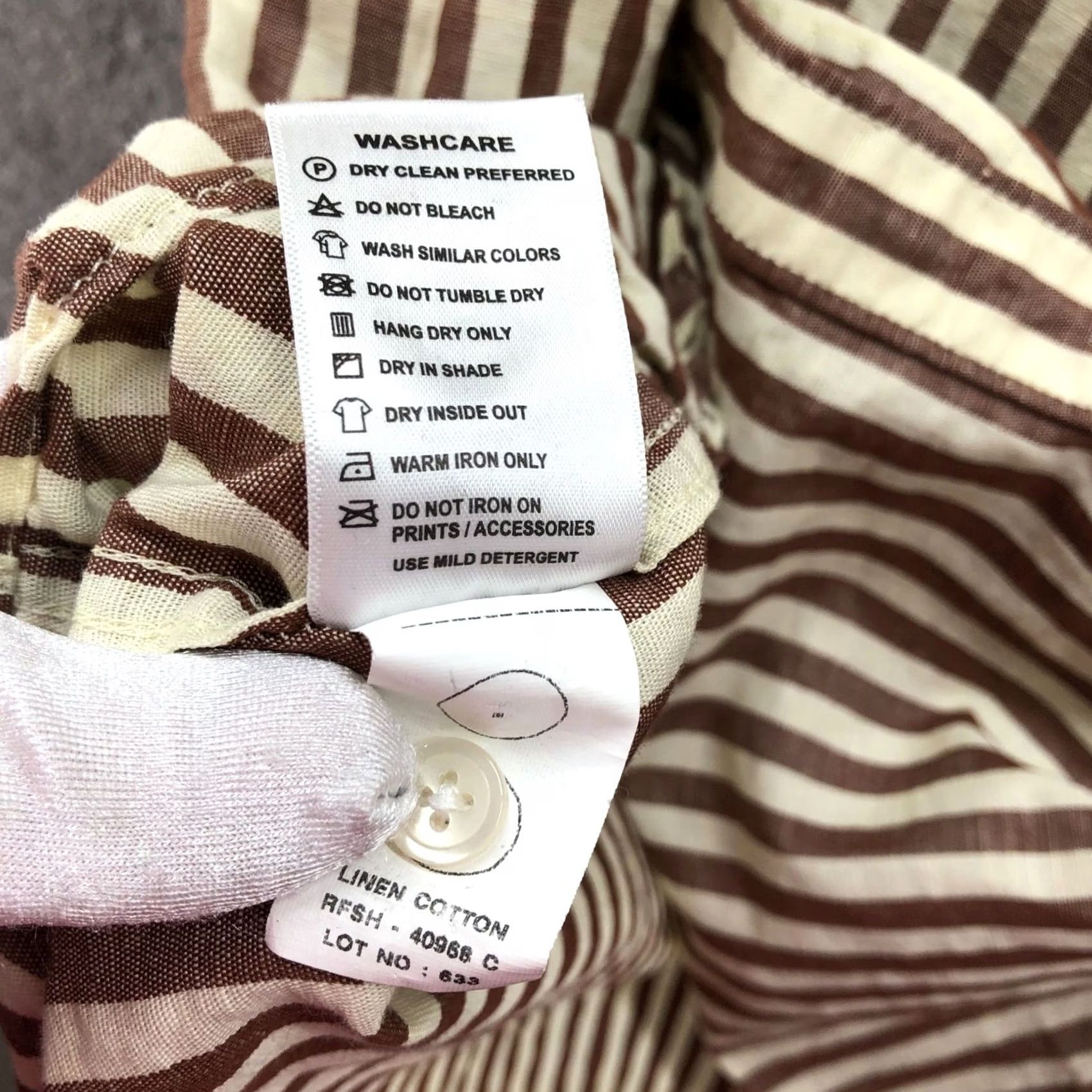 Vintage Red Flame Shirt Mens 2XL Tan White Striped Short Sleeve Button Up Linen Cotton Shirt Mens 2XL Tan White Striped Button-Up Size US XXL / EU 58 / 5 - 6 Thumbnail