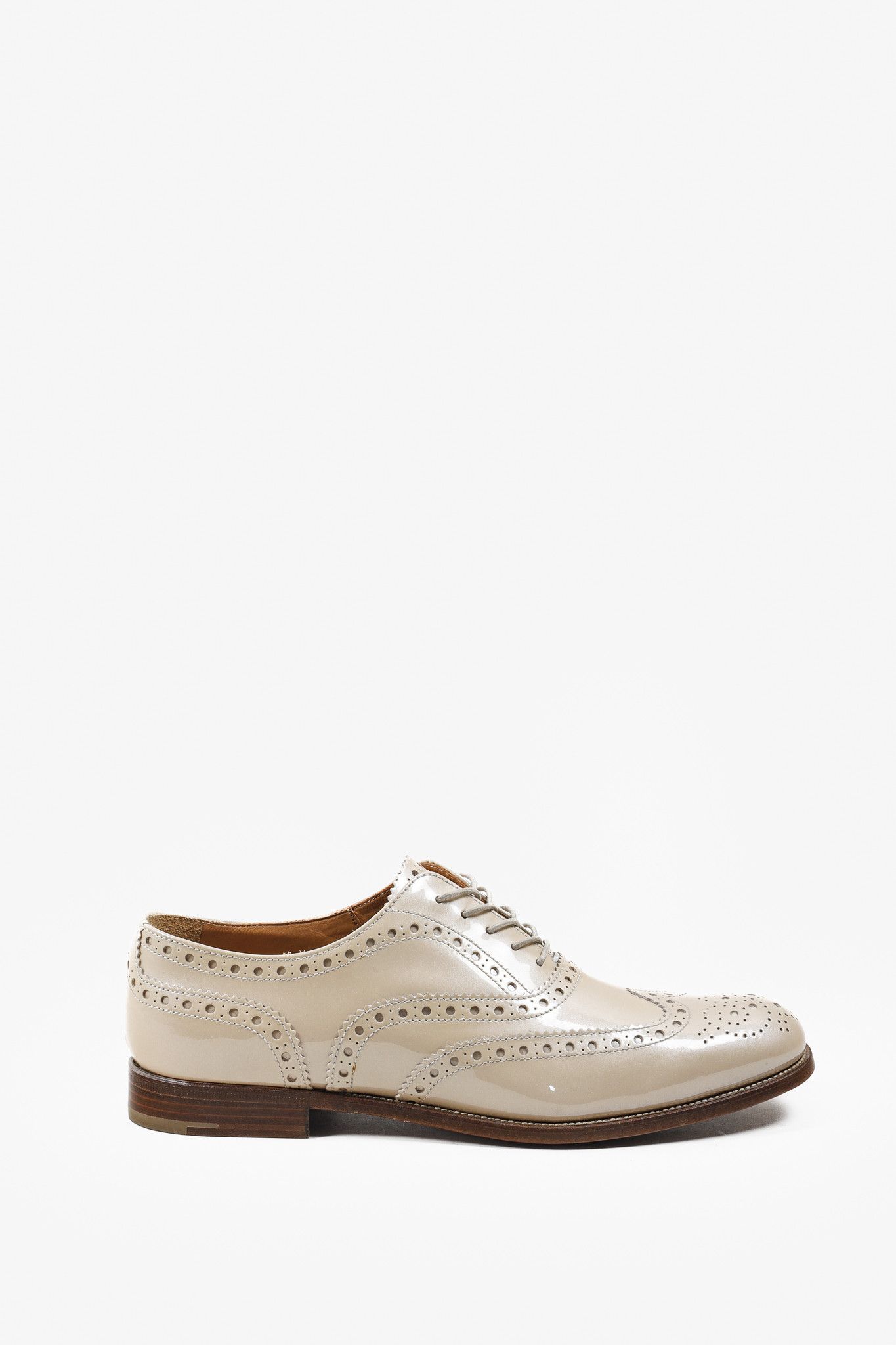 image of Churchs Church's Beige Patent Leather Lace-Ups Shoes, Men's (Size 7)