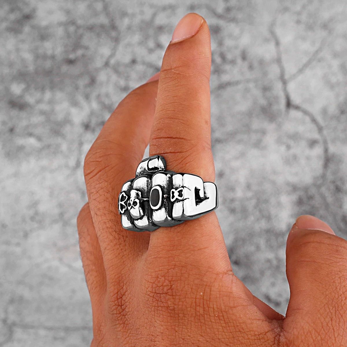 Vintage Fist Skull Neo-Gothic Ring Size 44 - 2 Thumbnail