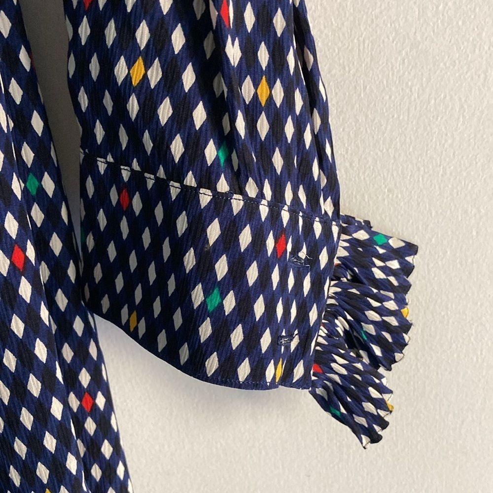 Nina Ricci Nina Ricci Vintage 1980's Silk Midi Dress Navy Diamond Patte Size L / US 10 / IT 46 - 6 Thumbnail