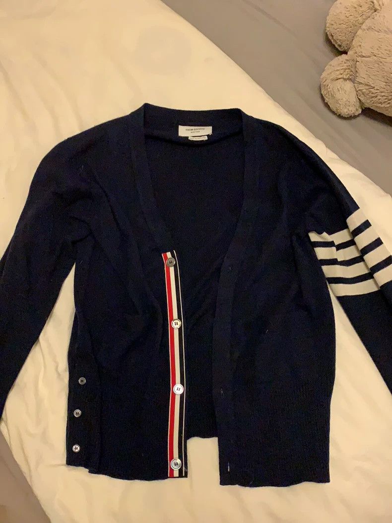 Thom Browne Thom Browne Blue and black pure cashmere sweater Size US L / EU 52-54 / 3 - 1 Thumbnail