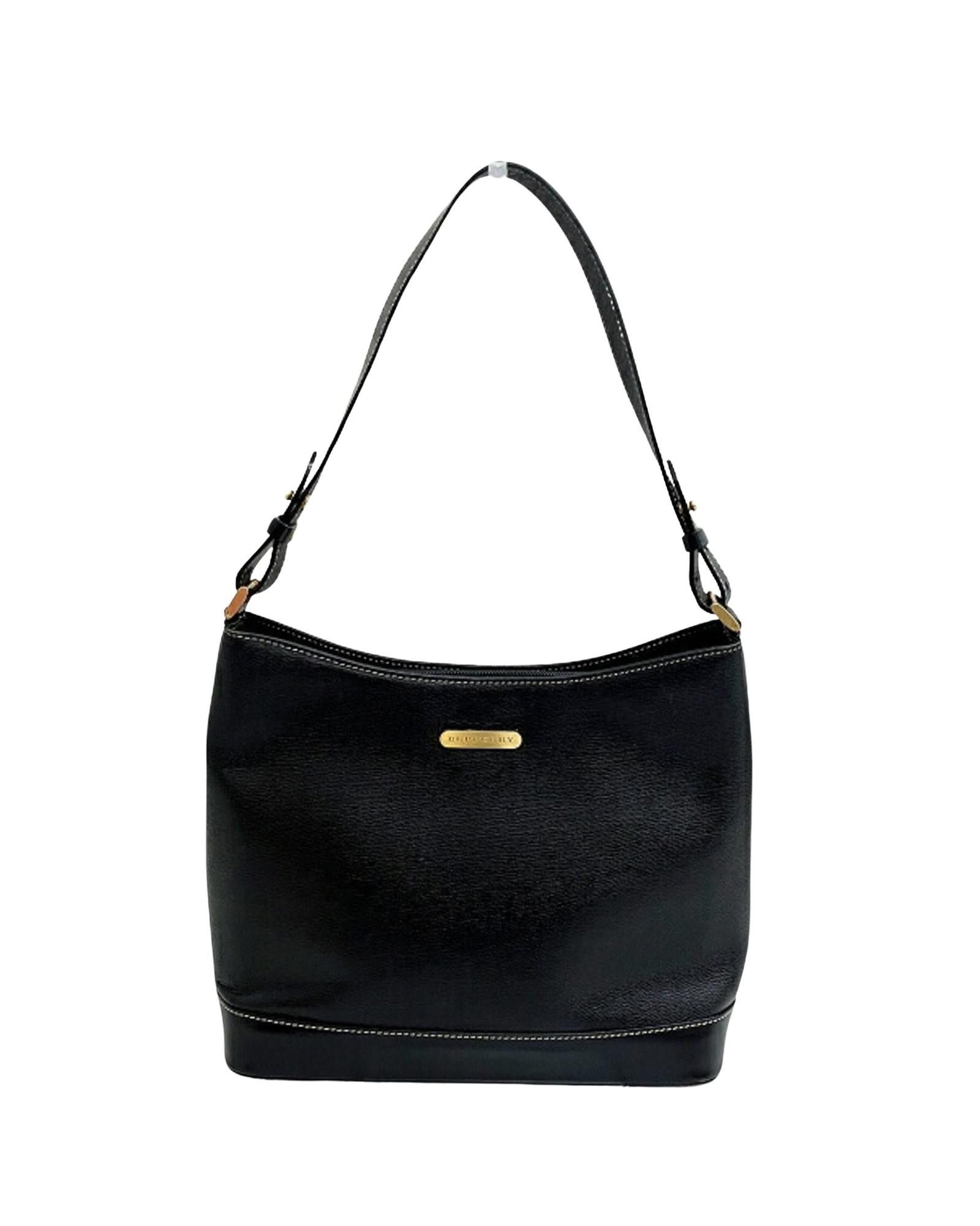 image of Burberry Black Leather Shoulder Bag, Women's