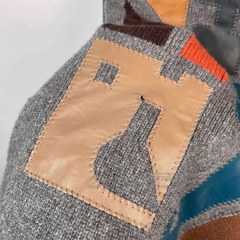 Hermes Hermes Tip-Off Pure Cashmere Knit Top with Leather, Gray Size XL / US 12-14 / IT 48-50 - 5 Thumbnail