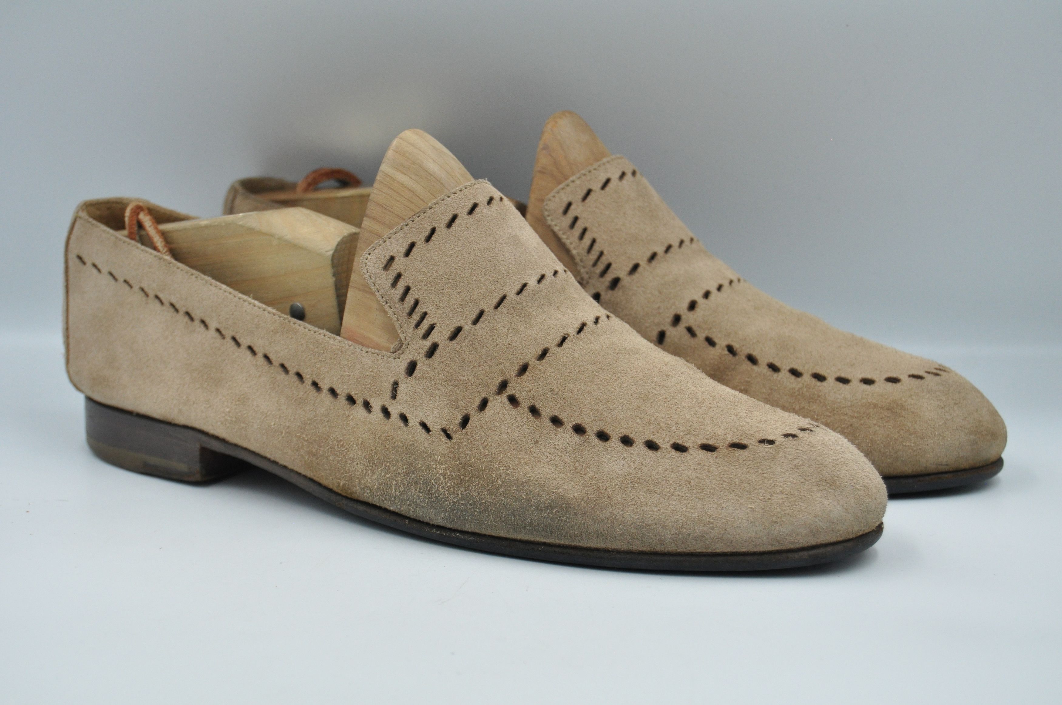 image of Hermes - Perforated Loafers in Tan, Men's (Size 7)