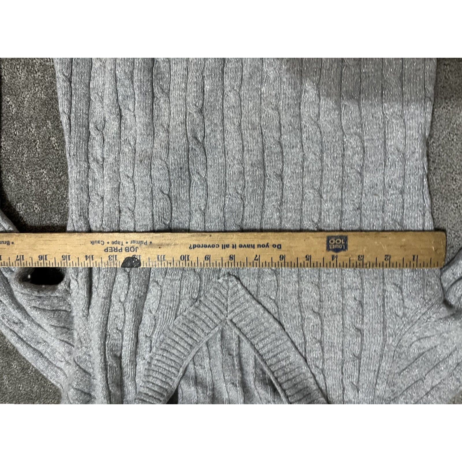 Loft LOFT Sweater V-Neck Cable Knit Gray L Glitter Silver Sparkle Holiday Pullover Women Classic All Seasons Winter Fall Size L / US 10 / IT 46 - 4 Thumbnail