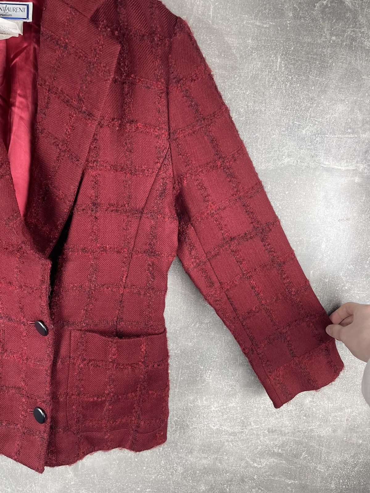 Yves Saint Laurent Yves Saint Laurent Variation 80s Wool Skirt Suit Burgundy Size XL / US 12-14 / IT 48-50 - 5 Thumbnail