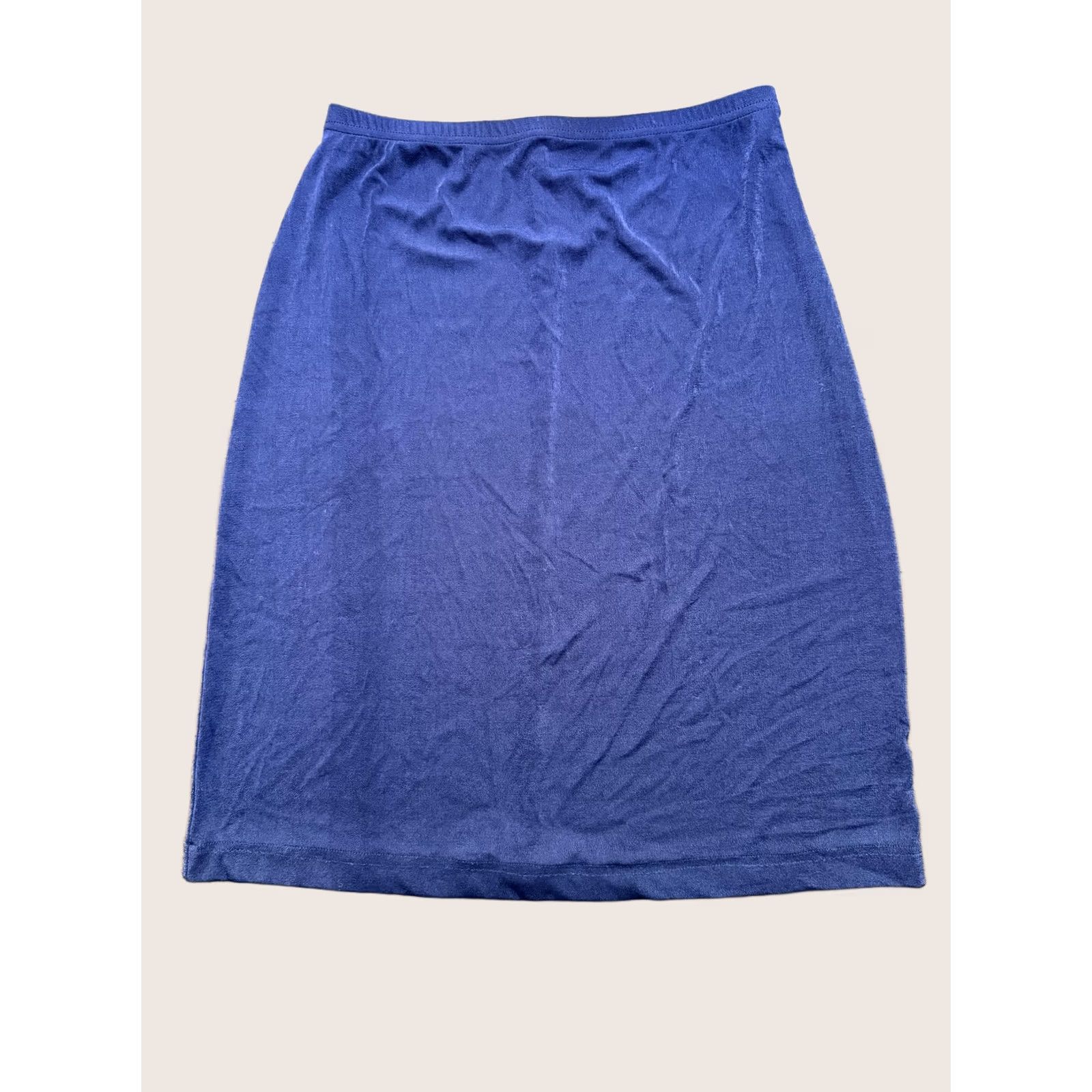 Vintage VINTAGE Molly Malloy Skirt Womens Petite Medium Navy Blue Pencil Pull On Elastic Waist Size 32" / US 10 / IT 46 - 1 Thumbnail