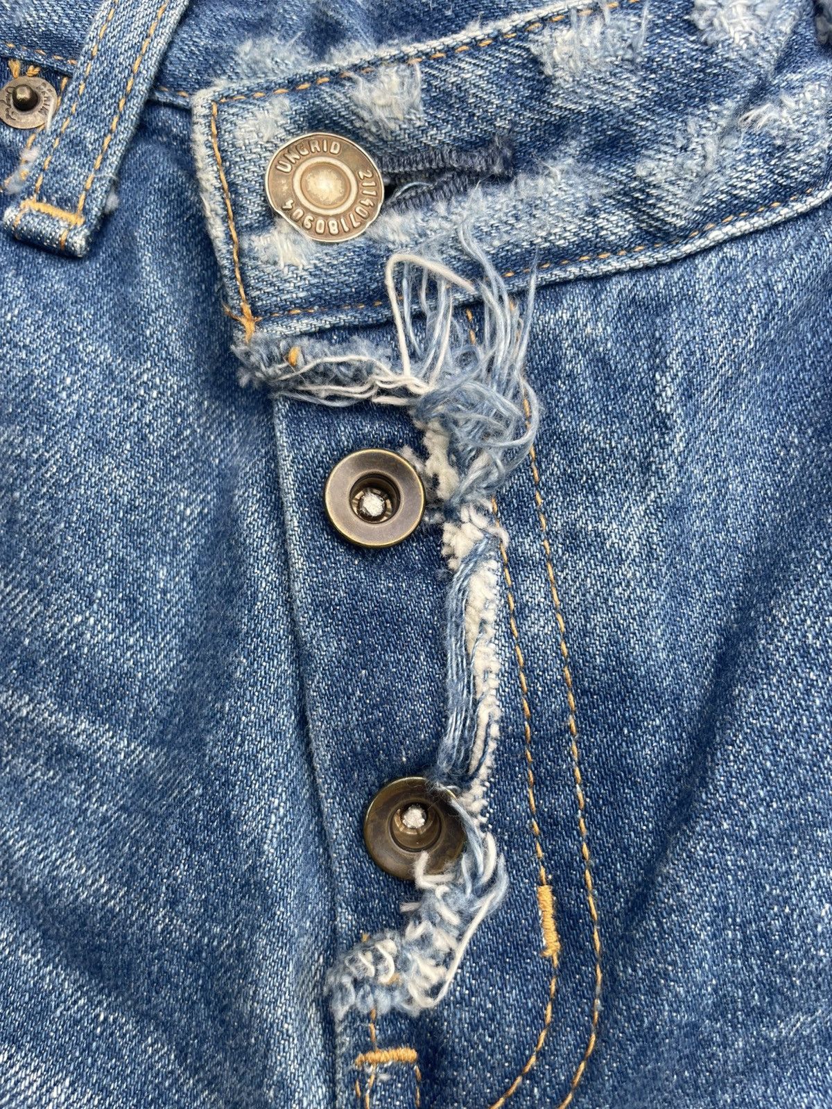 Japanese Brand Ungrid Distresed Selvedge Jeans Size 29" - 22 Thumbnail