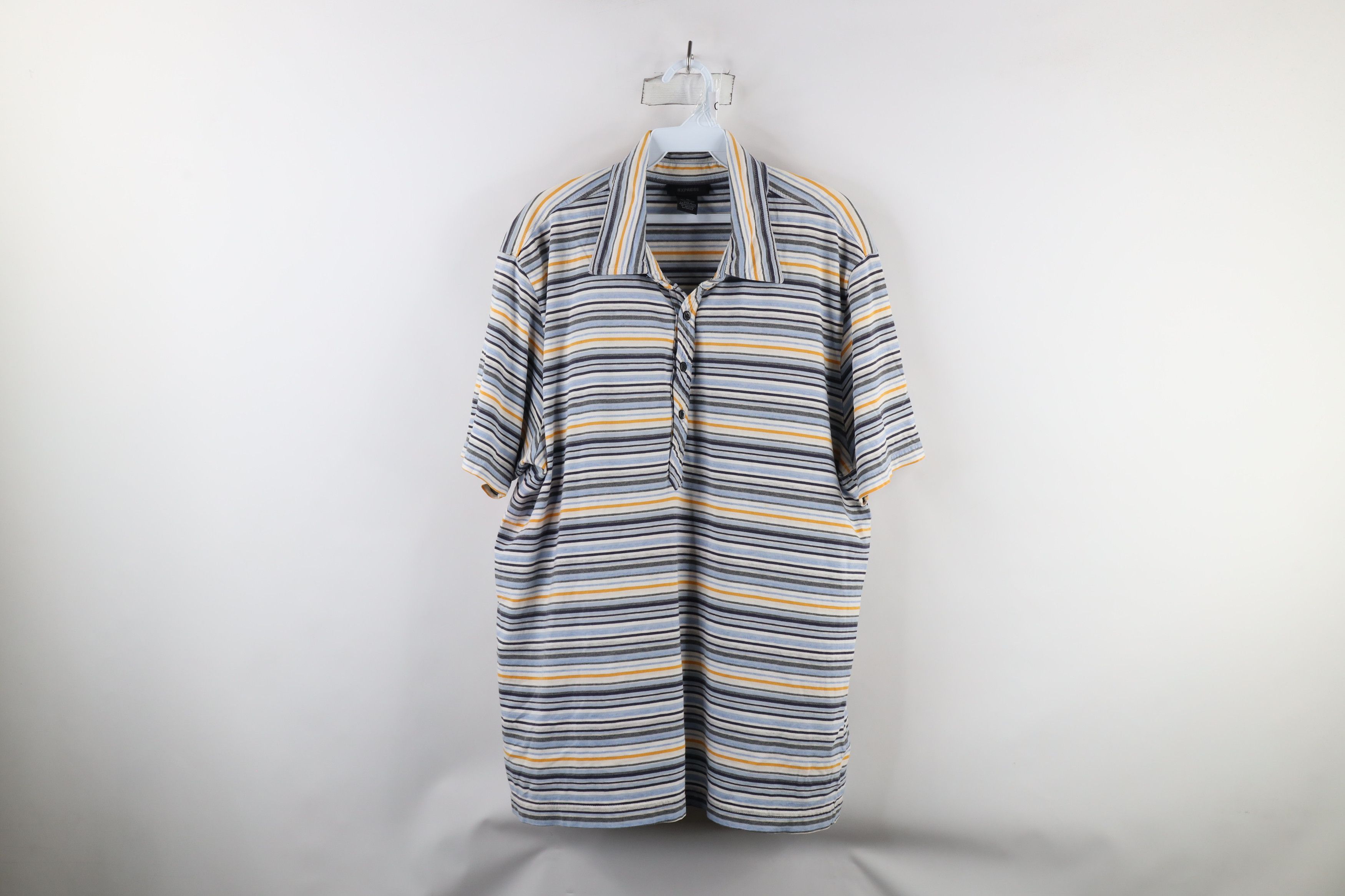 Express × Vintage Express Block Short Sleeve Collared Golf Polo Shirt Cotton Size US XL / EU 56 / 4 - 1 Thumbnail