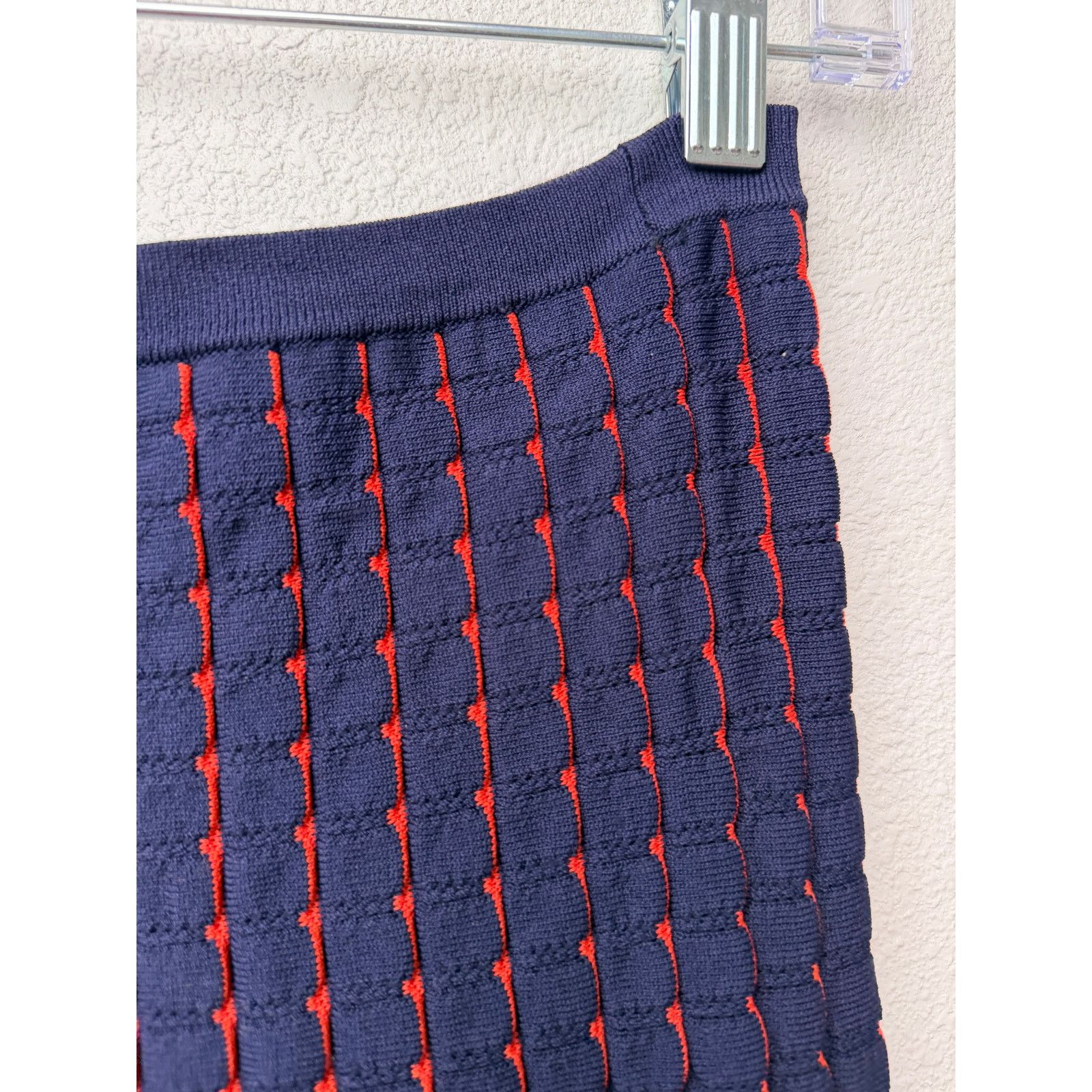 Zara Zara Women Navy Red Striped Knit Midi Skirt US S Size 24" / US 00 / IT 34 - 7 Thumbnail