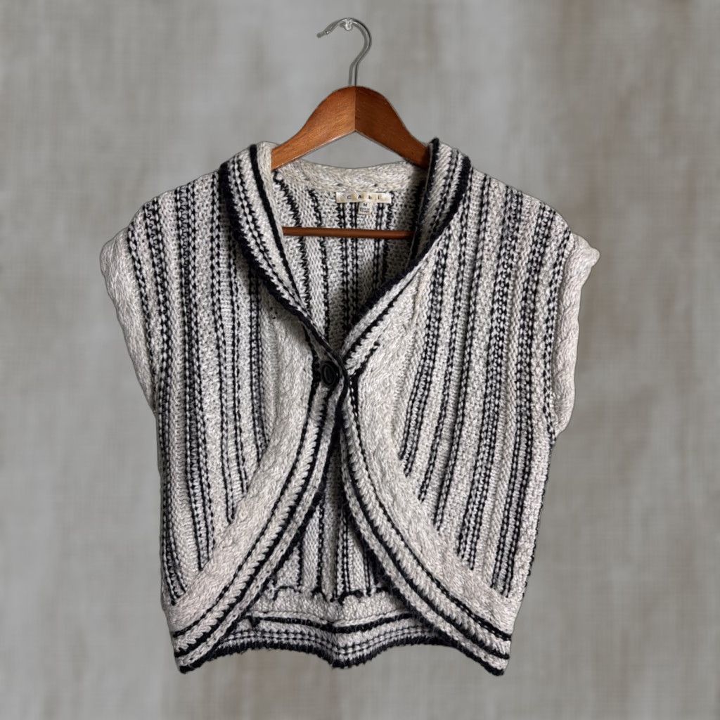 Vintage VINTAGE Black White Striped Cardigan Sweater Wool Blend Medium M Woman Casual Shirts? Size M / US 6-8 / IT 42-44 - 1 Thumbnail