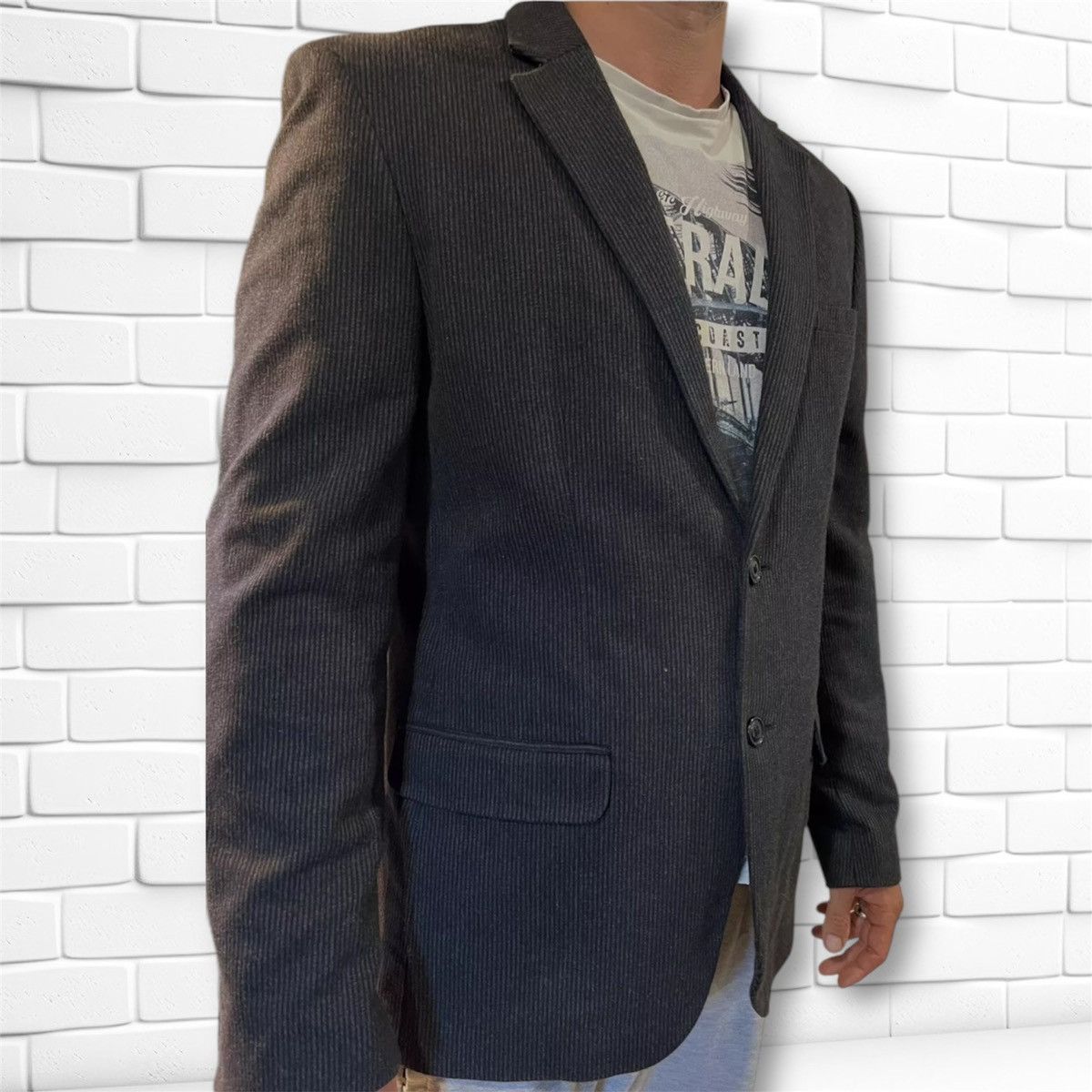DKNY Dkny Jeans Mens Hudson Two Button Blazer Jacket Size L Size 42R - 3 Thumbnail