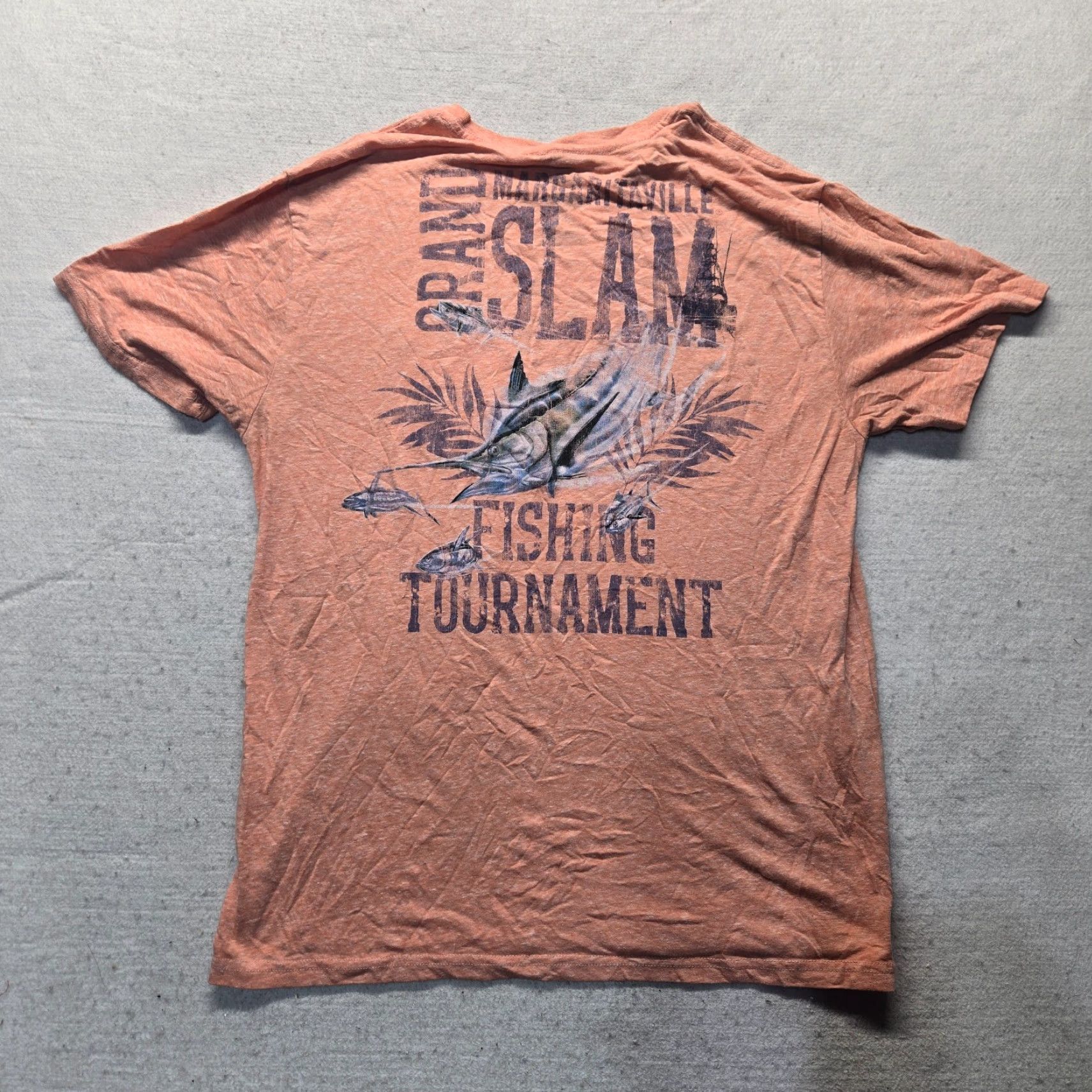 Vintage Margaritaville Shirt T-Shirt Men L Peach Pocket Grand Slam Fishing Tournament Adult Mens 90s Beach Fish Size US L / EU 52-54 / 3 - 7 Thumbnail