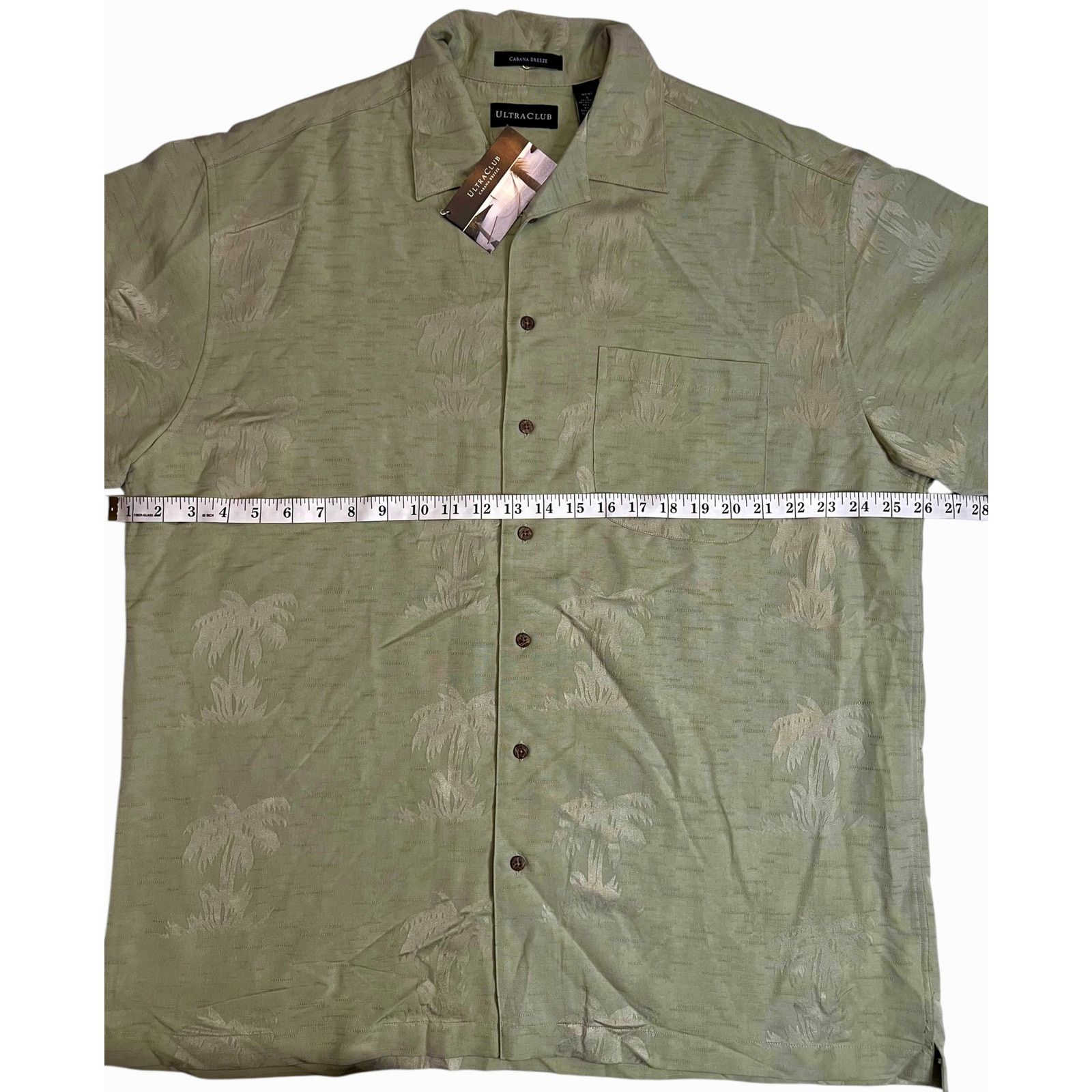 Other UltraClub Cabana Breeze Men Large Green Palm Hawaiian Shirt Size US L / EU 52-54 / 3 - 13 Thumbnail