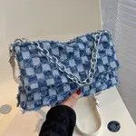 Japanese Brand × Vintage Denim Checkered Raw Trim Flap Bag Size ONE SIZE - 2 Thumbnail