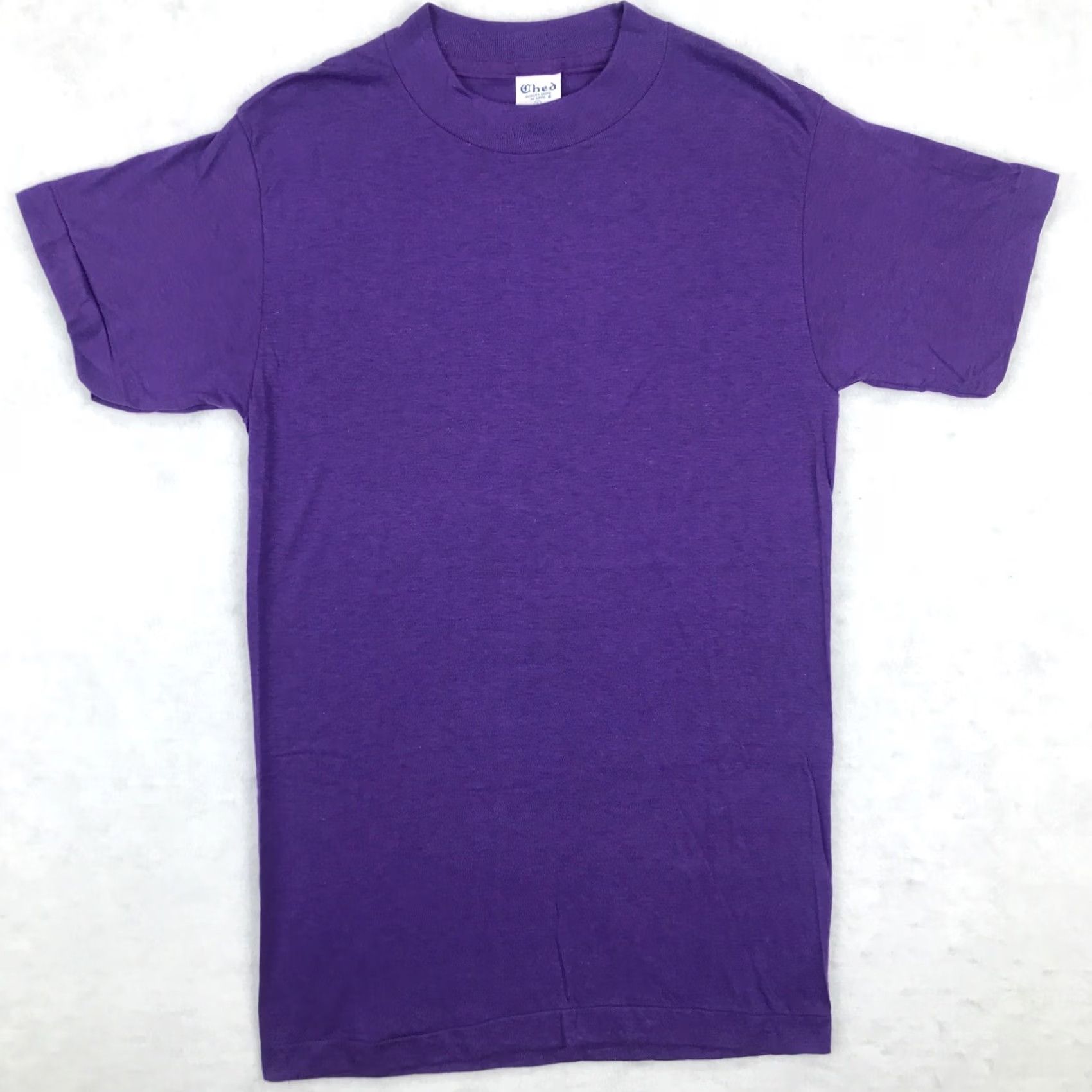 Vintage VINTAGE Ched T-Shirt XXS Purple 80s 1980s Deadstock Cotton Blend Polyester Crew Neck Short Sleeve Mens Shirt Size US XS / EU 42 / 0 - 3 Thumbnail
