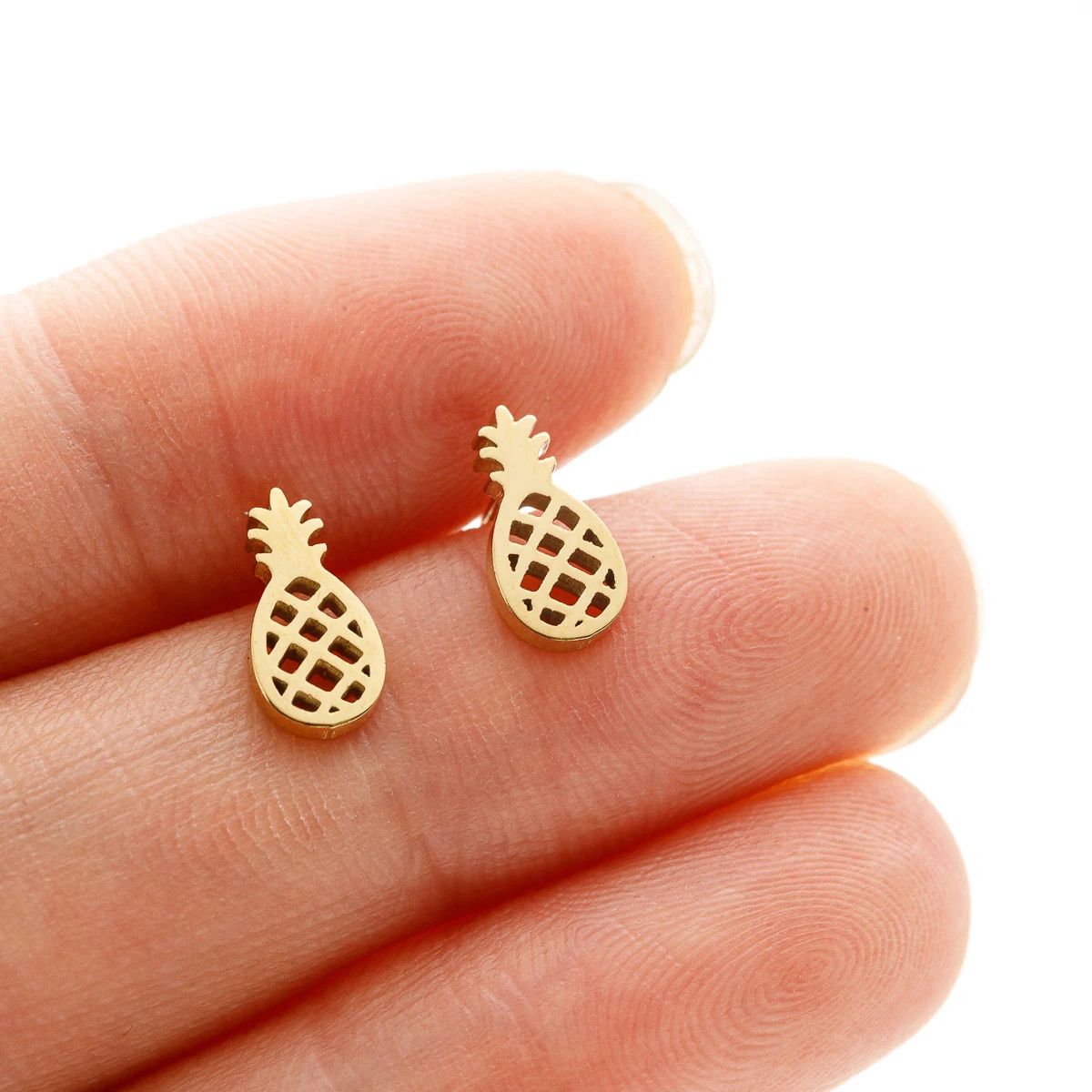 Jewelry Mini Pineapple Stud Earrings Charm Earring Gift Size ONE SIZE - 1 Thumbnail